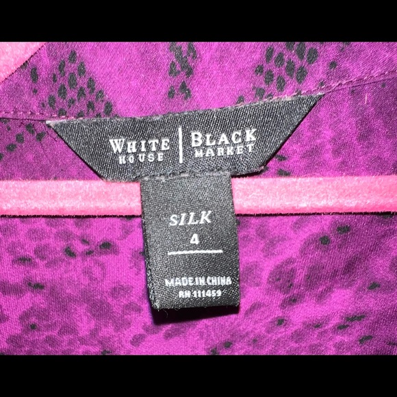 WHBM Snake Print Purple Silk Blouse Size 4 - Picture 5 of 5